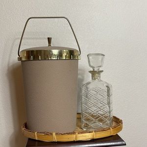 Cal Dak Champagne Ice Bucket 60’s MCM Barware Taupe & Brass